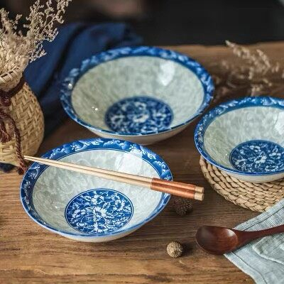จาน ชาม เซรามิค ลายคราม สวยงาม เซตจานชาม ถ้วย เพราะสำหรับใส่อาหาร เข้าไมโครเวฟได้ ปลอดภัย เซต 6 ใบ เหมาะแก่การใช้งานเป็น