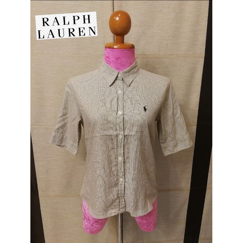 Ralph Lauren​ Brand_2nd hand เสื้อเชิ้ตแขน 3 ส่วน วัสดุผ้าฝ้าย​💯​%/ Size 11/ Made in Japan 🇯🇵​/ แท้มือสองกระสอบนำเข้า​