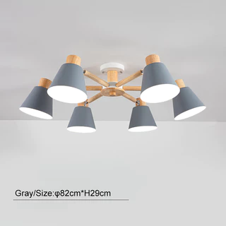 โมเดิร์น6โคมไฟ Led โคมไฟเพดานโลหะสีขาวโคมไฟสำหรับ Foyer ห้องนอนไม้ Luster สีเทาห้องครัวการรับประทานอาหาร