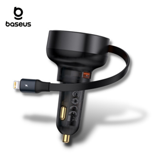 Baseus Enjoyment Pro Car Charger U+Retractable iP Cable 55W หัวชาร์จพร้อสสายชาร์จ ip บนรถ