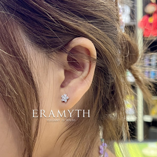 Eramyth Jewelry : ต่างหู เงินแท้ 92.5 ดีไซน์ ดอกไม้ ฝังเพชรสวิส CZ รหัส SH-0064-R01(พร้อมส่ง)