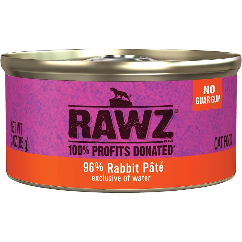 (พร้อมส่ง)Rawz 96%RABBIT PATE สูตรเนื้อกระต่าย96% ขนาด 85 g อาหารเปียกแมวโฮลิสติกจากอเมริกา