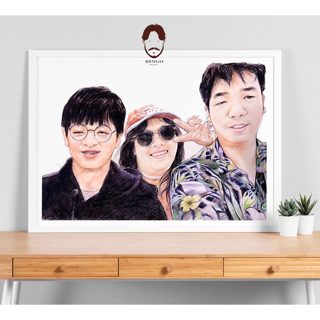🎨🎨ภาพเหมือนสีไม้🖼🖼 ขนาดจัมโบ้ (ไม่รวมกรอบ)  ของขวัญสุดพิเศษ สำหรับคนพิเศษ มีชิ้นเดียวในโลก🎁🎁🎁