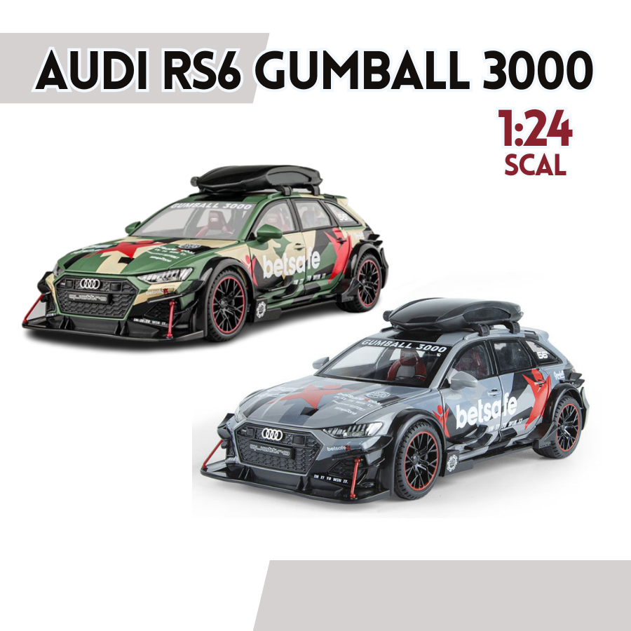 โมเดลรถ  Audi RS6 gumball 3000 โมเดลรถของเล่น โมเดลรถวัสดุเหล็กทั้งคัน  มีไฟมีเสียง โมเดลเหล็กสเกล1: