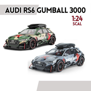 โมเดลรถ  Audi RS6 gumball 3000 โมเดลรถของเล่น โมเดลรถวัสดุเหล็กทั้งคัน  มีไฟมีเสียง โมเดลเหล็กสเกล1:24