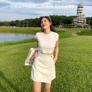 Cotton-Linen Skorts กางเกงกระโปรงป้ายหน้า