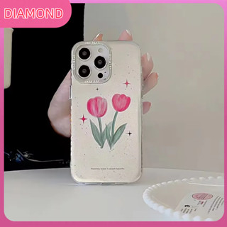 💲คูปองเคลม💲เคสไอโ case for iphone 11 12 ดอกทิวลิป เคส 14 13 12 11 pro max ชุบ ปกป้องอย่างเต็มที่และทนทาน