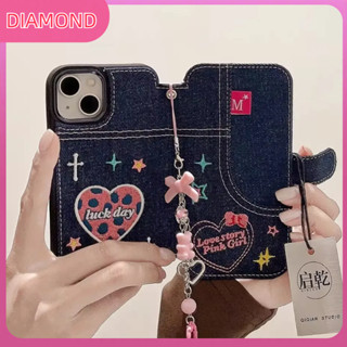 🚚เตรียมการจัดส่ง🚀เคสไอโฟน case for iphone 11 12เย็บปักถักร้อยผ้ายีนส์ เคส 14 13 12 11 pro max เคสโทรศัพท์แบบพับได้ ทนทาน