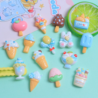 พร้อมส่ง 15 ชิ้น/เซ็ท เรซิ่น ไอติมคลายร้อน Ice Cream สำหรับตกแต่งโทรศัพท์ หวี กระจก เคสยาดม Jibbitz shoes Charm 3D