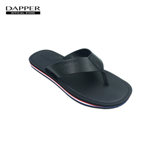 DAPPER รองเท้าแตะ Light Weight Thong Faux-Leather Sandals สีดำ/น้ำเงิน (HSKN1/1300ST)