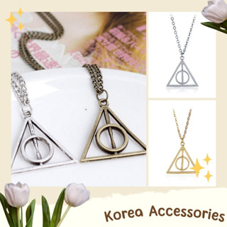 Korean🧧 สร้อยคอสีเงิน สีทอง สร้อยคอลาย Deathly Hallows