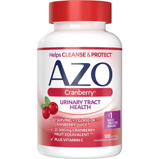 AZO Cranberry Urinary Tract Health 100 Capsules exp.02/2025 อาหารเสริมแครนเบอร์รี่ช่วยรักษาระบบทางเดินปัสสาวะ