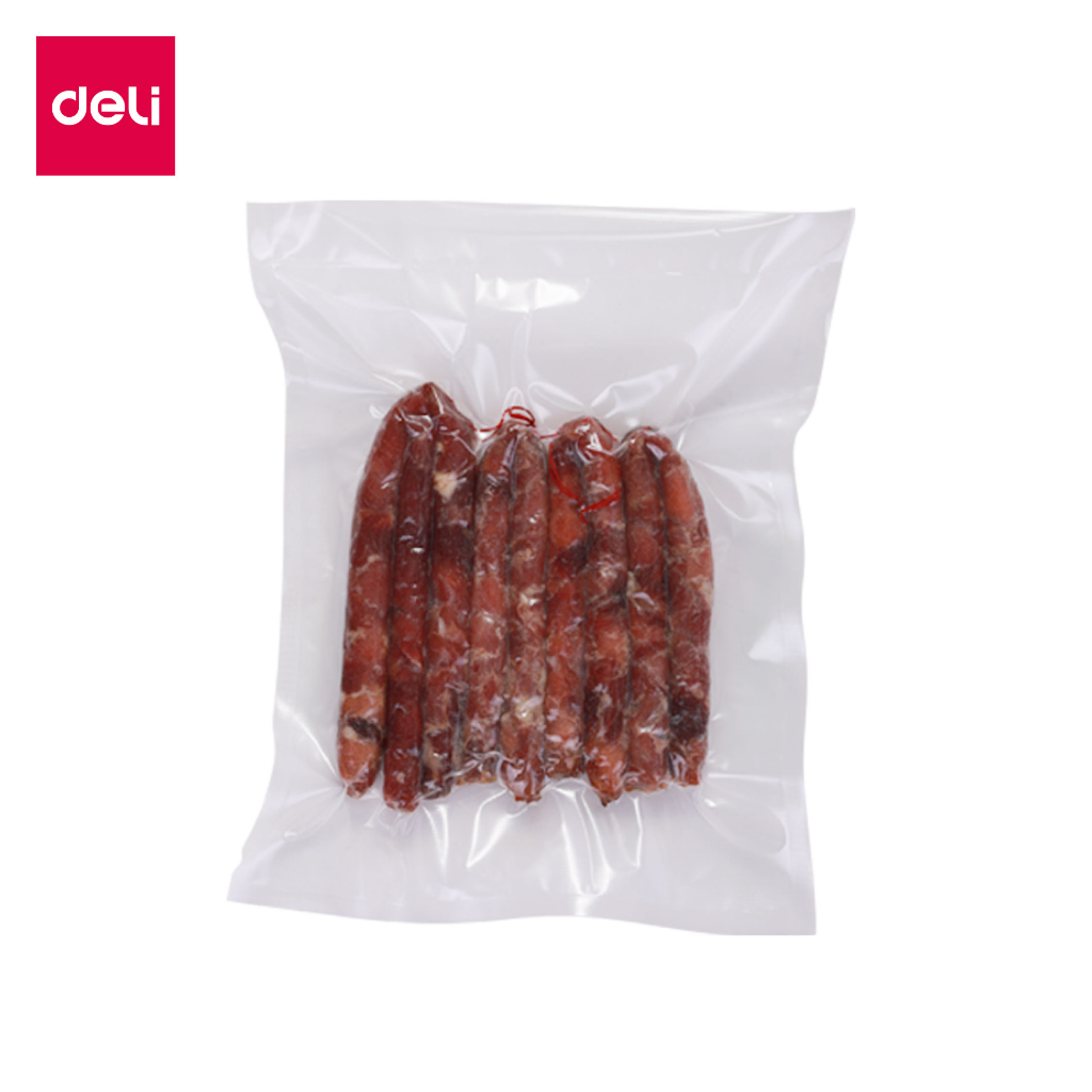 Deli ถุงซีลสูญญากาศ ถุงสูญญากาศลายนูน ช่วยถนอมอาหาร คุณภาพดี ปิดแน่นสนิท100ชิ้น มีหลายไซส์ Vacuum Bag