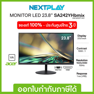 Monitor (จอมอนิเตอร์) Acer (SA242YHBMIX) 23.8" FHD, VA 100Hz, Freesync, ประกัน 3 ปี