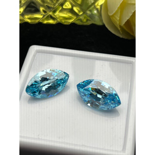 เพชรรัสเซีย CUBIC ZIRCONIA DIAMOND Blue Topaz MARQUISE พลอย สังเคราะห์ 2 เม็ด MM พลอย น้ำหนัก carats