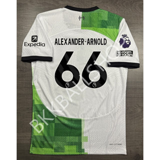 [Player] - เสื้อฟุตบอล ลิเวอร์พูล Away เยือน 2023/24 เกรดนักเตะ อาร์ม EPL เบอร์ชื่อ 66 ALEXANDER-ARNOLD