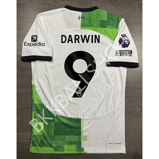 [Player] - เสื้อฟุตบอล ลิเวอร์พูล Away เยือน 2023/24 เกรดนักเตะ อาร์ม EPL เบอร์ชื่อ 9 DARWIN