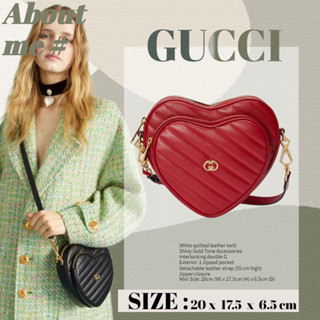 👜 กุชชี่ GUCCI Interlocking Double G Mini Heart กระเป๋าสะพายสุภาพสตรี