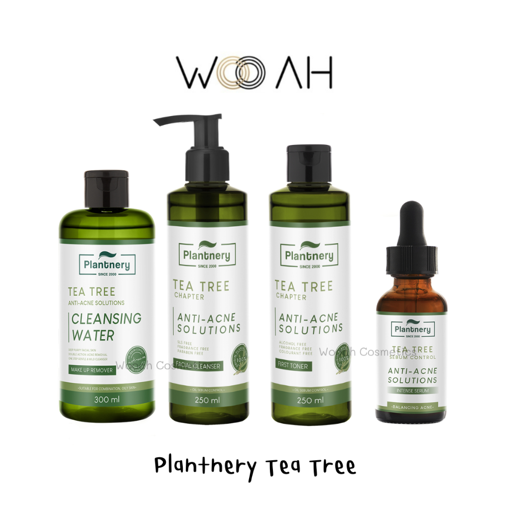 PLANTNERY TEA TREE CLEANSING WATER/FACIAL CLEANSER/TONER/ACNE SERUM ผลิตภัณฑ์ช่วยลดสิว และควบคุมความ