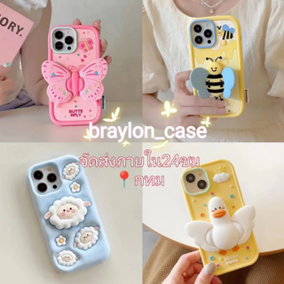 🌷Braylon🌷จัดส่งภายใน24ชม ผีเสื้อ ขาตั้ง ขอบเต็ม ป้องกันการหล่น iphone 11 14 pro max สีชมพู หวานสวย case for iPhone 12 13