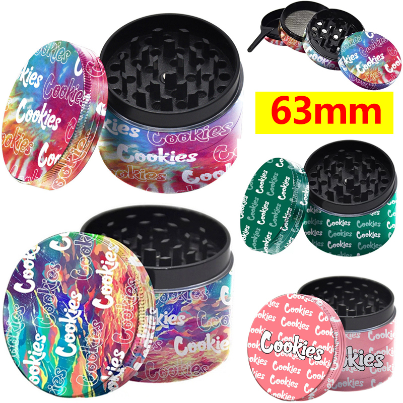 พร้อมส่งทุกวัน เครื่องบด ที่บดสมุนไพร Cookies Grinder 63mm ชนิดสแตนเลส ฟันคม สีสดสวย เครื่องบดสมุนไพร เครื่องบดวานิลา