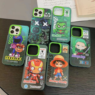 เคสหลังด้าน ขอบสีกล้อง สกีนการ์ตูน ใช่สำหรับiPhone 14 pro max 14plus 13 13pro max 12 12pro i11 /iPhone 14 13 12กันกระแทก