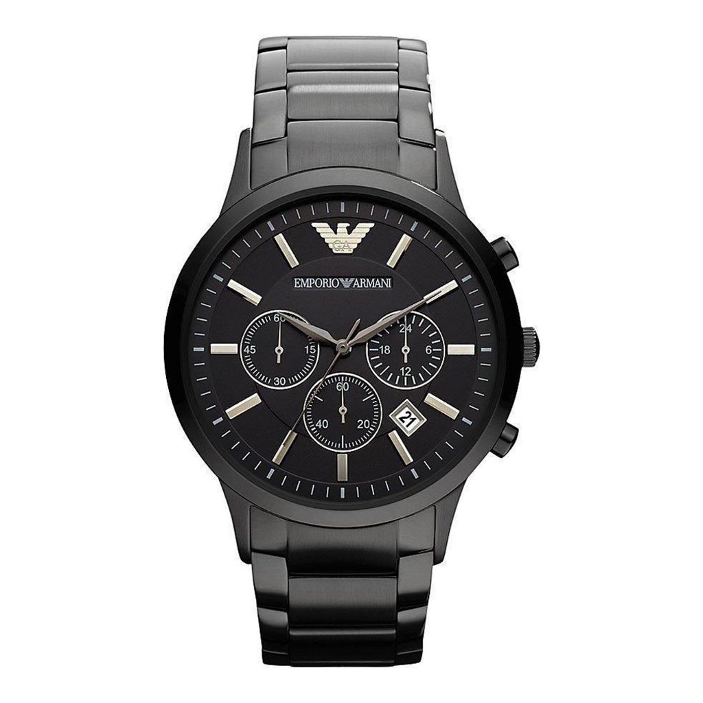 EMPORIO ARMANI นาฬิกาข้อมือผู้ชาย รุ่น AR2453 AR2454 43mm Classic Chronograph Black Dial - Black