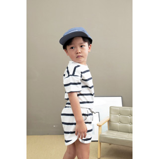 QueenCows Kids ชุดเซ็ตเสื้อแขนสั้น  Striped Sailor JS Set (Off White)