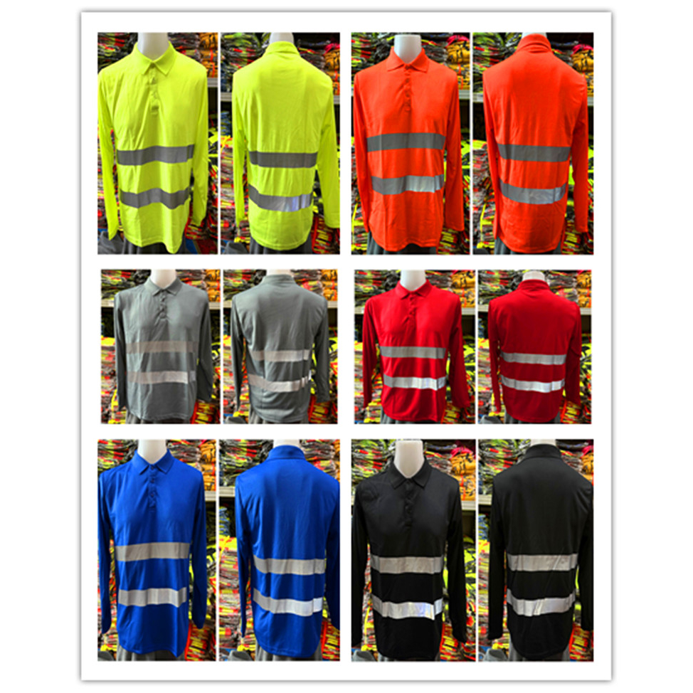 สะท้อนแสงแขนยาว เสื้อก่อสร้าง คอปก ไซส์ M-5XL