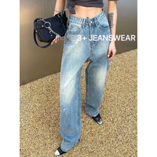 กางเกงยีนส์ขายาวเอวสูง STRAIGHT CUT BAGGY DENIM PANTS