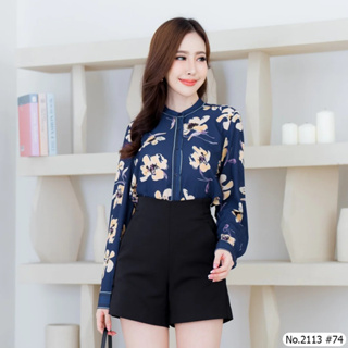 👏 เสื้อแขนยาวพิมพ์ลาย Miss Daisy Style No 2113 Printed Long Sleeve Blouse Fabric : Polyester ใส่ง่าย สวมสบาย ใส่ได้ทุกโ