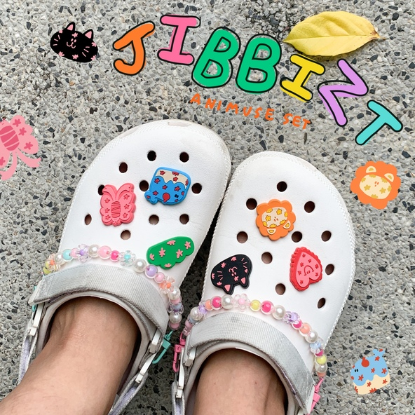 *เปลี่ยนหมุดเป็นสีดำค่ะ*amuse stuff-jibbizt animuse ตัวติดรองเท้าcrocs ลายสัตว์โลกน่ารัก