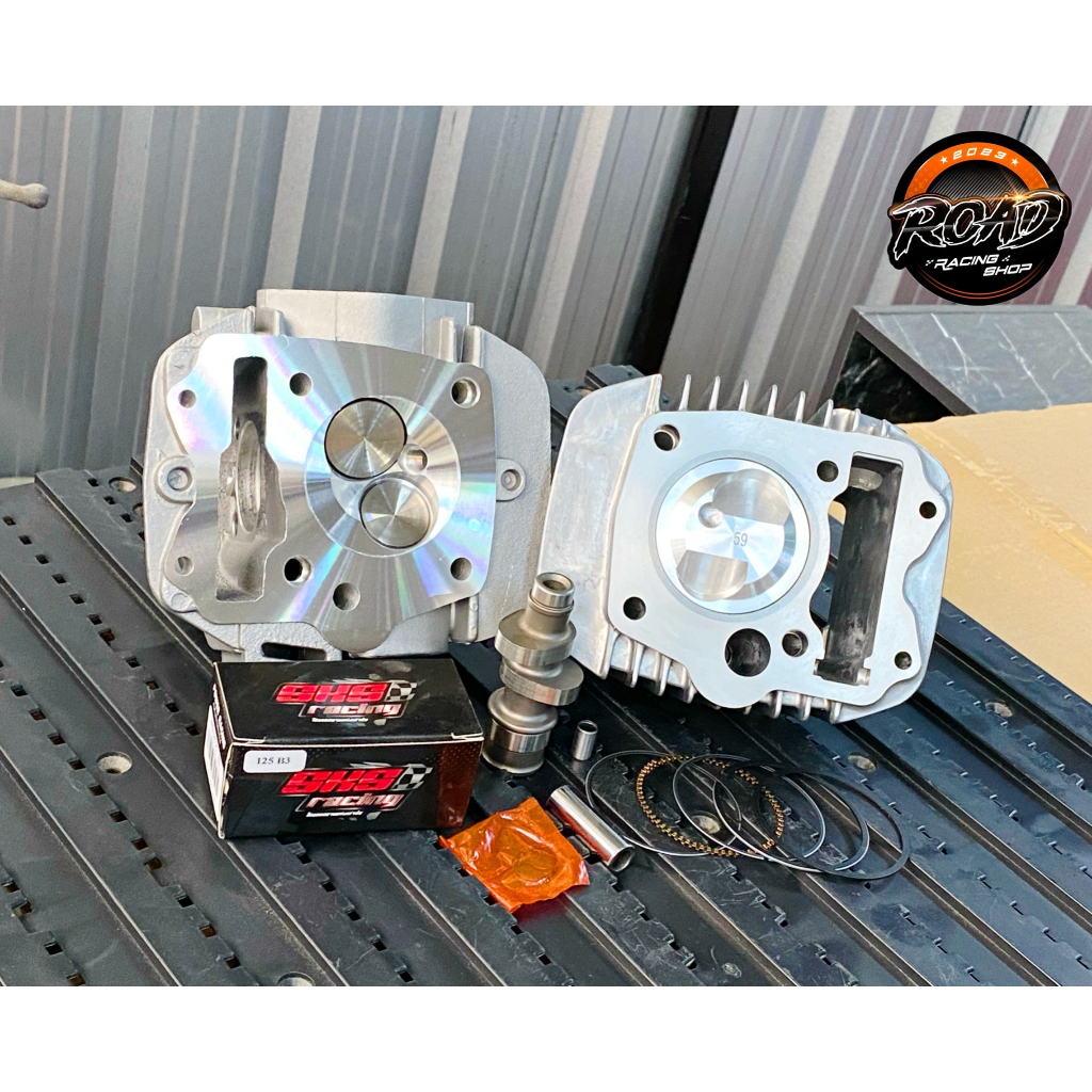 เสื้อลูกฝาสูบเวฟ125iบังลมหัวฉีด 59 mm. เเคมSKS RACING ลูกสูบฟอร์จหลบวาล์ว พร้อมฝาสูบ