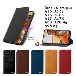 เคส กระเป๋าหนัง ตั้งได้ OPPO - Reno 10 pro plus A15 A15S A16 A16K A17 A17K A58 A78 A98 5g เคสหนังฝาพับตั้งได้ มีแม่เหล็ก