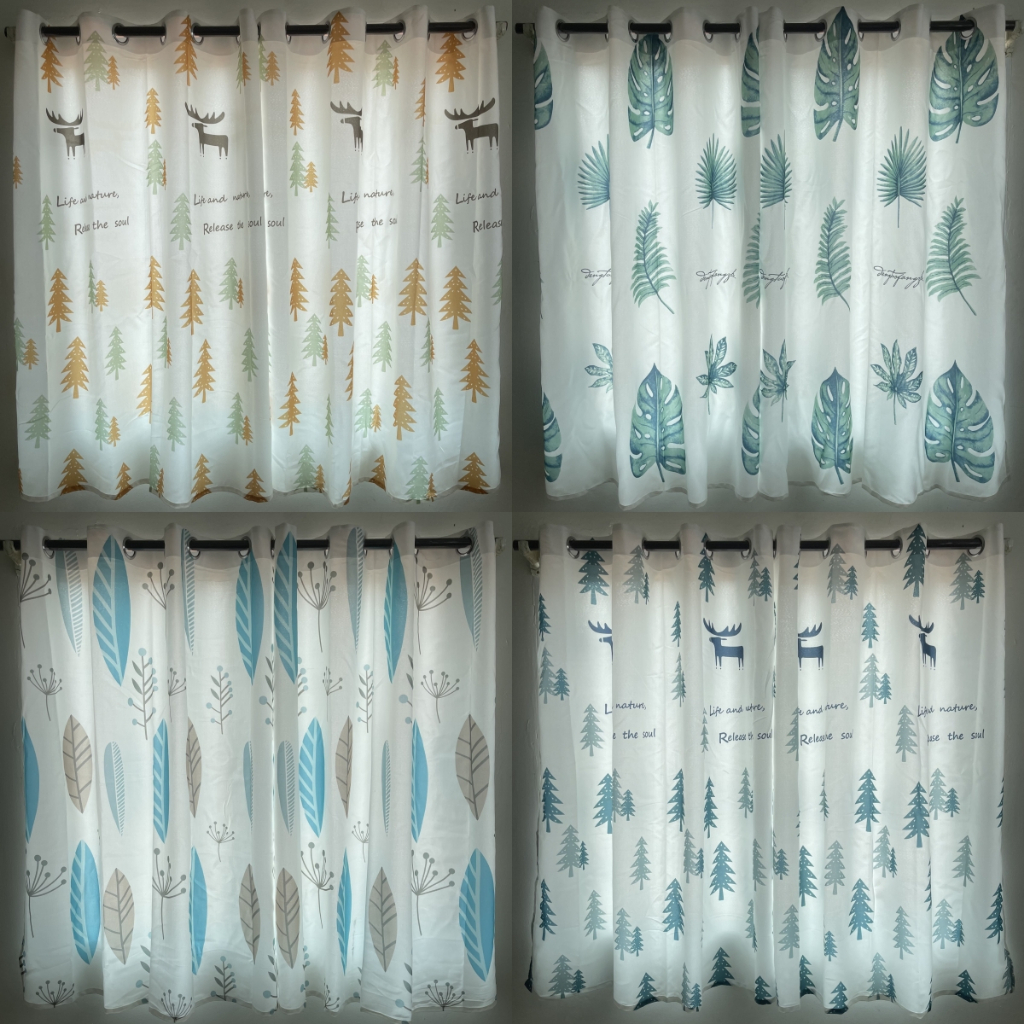 ผ้าม่าน ตาไก่ ห้องน้ำสีขาวมีลาย ลายน่ารัก ขนาด 130*130 สินค้าพร้อมส่ง