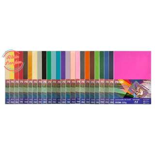 Prisma กระดาษวาดเขียนสี100ปอนด์ 220แกรม กระดาษสี2หน้า A4 บรรจุ10แผ่น สินค้าพร้อมส่ง
