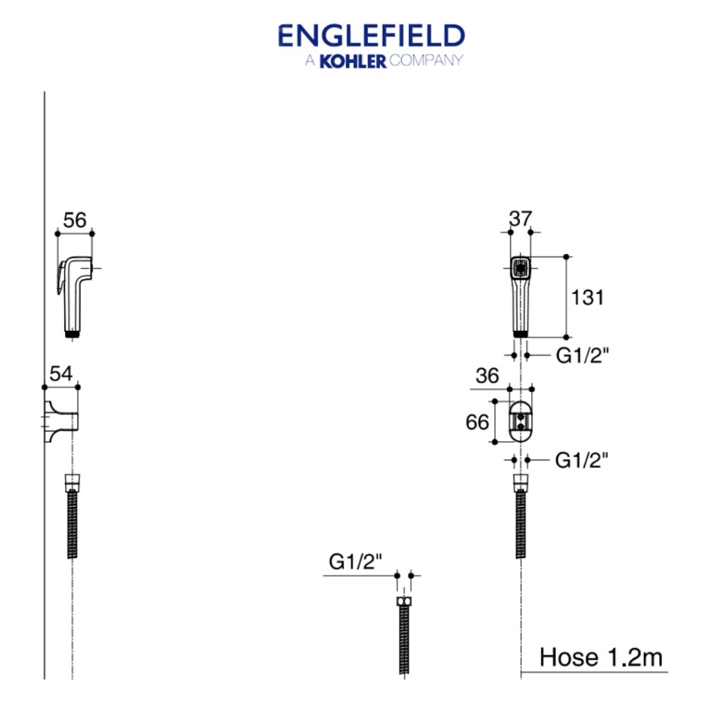 ENGLEFIELD Tozzo Rinsing Spray สายฉีดชำระพร้อมสาย รุ่นทอสโซ่ K-72688X-WK ราคา ถูกที่สุด ดีลบีเคเค แกลเลอรีภาพที่ 3