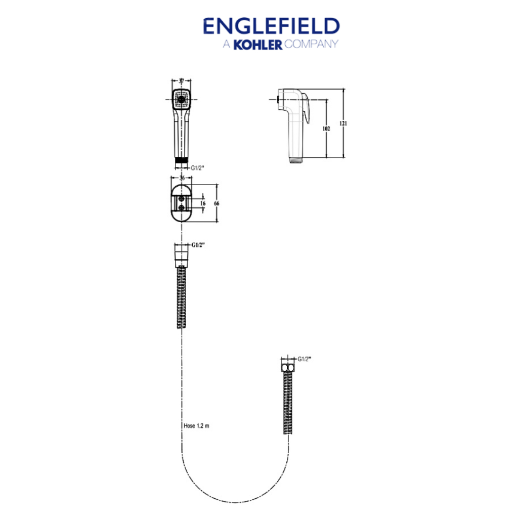 ENGLEFIELD Tozzo Rinsing Spray สายฉีดชำระพร้อมสาย รุ่นทอสโซ่ K-72688X-WK ราคา ถูกที่สุด ดีลบีเคเค แกลเลอรีภาพที่ 4