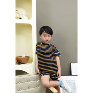 QueenCows Kids ชุดเซ็ตเสื้อแขนสั้น Jody Striped Jersey Set (Yellow)