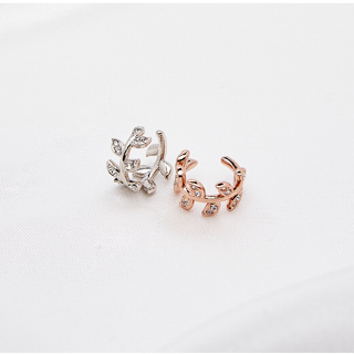 Olive earcuff ต่างหูแบบเกี่ยว ** ขายแยก1ชิ้น** ไม่ต้องเจาะหูก็เก๋ได้ ประดับคริสตัล swarovski