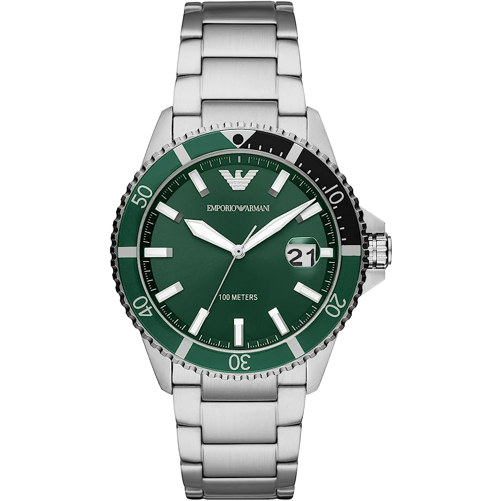 Emporio Armani นาฬิกาข้อมือผู้ชาย Diver Green Dial Silver รุ่น AR11338 AR11339 AR11340