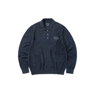 THISISNEVERTHAT TN223KKNPK06 E/T-Logo Shaggy Polo KNIT PULLOVER NAVY