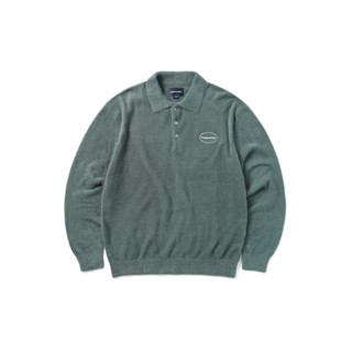 THISISNEVERTHAT TN223KKNPK06 E/T-Logo Shaggy Polo KNIT PULLOVER DARK SAGE