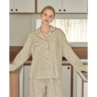 Cotton Vintage Beige Florals PJ Set