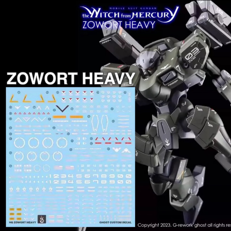 ⬜️ดีคอลน้ำ DECAL GHOST HG ZOWORT HEAVY เรืองแสงแบล็คไลท์