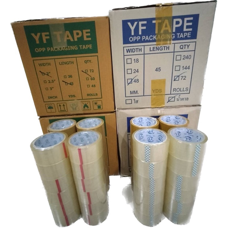 [ยกลัง72ม้วน 45หลา] YF Tape เทปใส,สีน้ำตาล,เทปใสพิเศษ 2นิ้ว ยาว 45หลาเต็ม