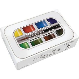 แท้ พร้อมส่งจากไทย Sennelier French Artists Travel Watercolor Set, 8 Count (Pack of 1), Multicolor