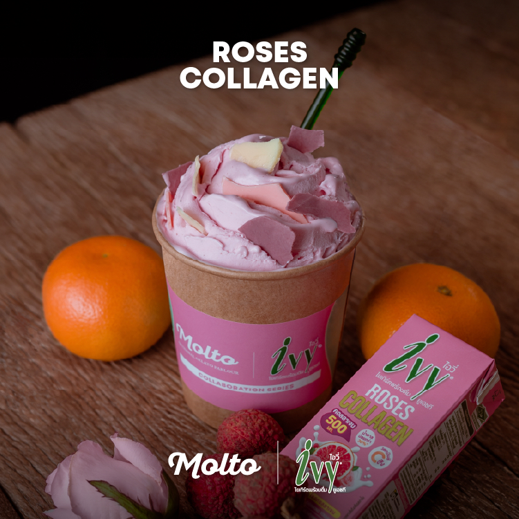 IVY Roses Collagen (ไอศกรีม ไอวี่ โรส คอลลาเจน 1 ถ้วย 16 oz.) - Molto premium Gelato