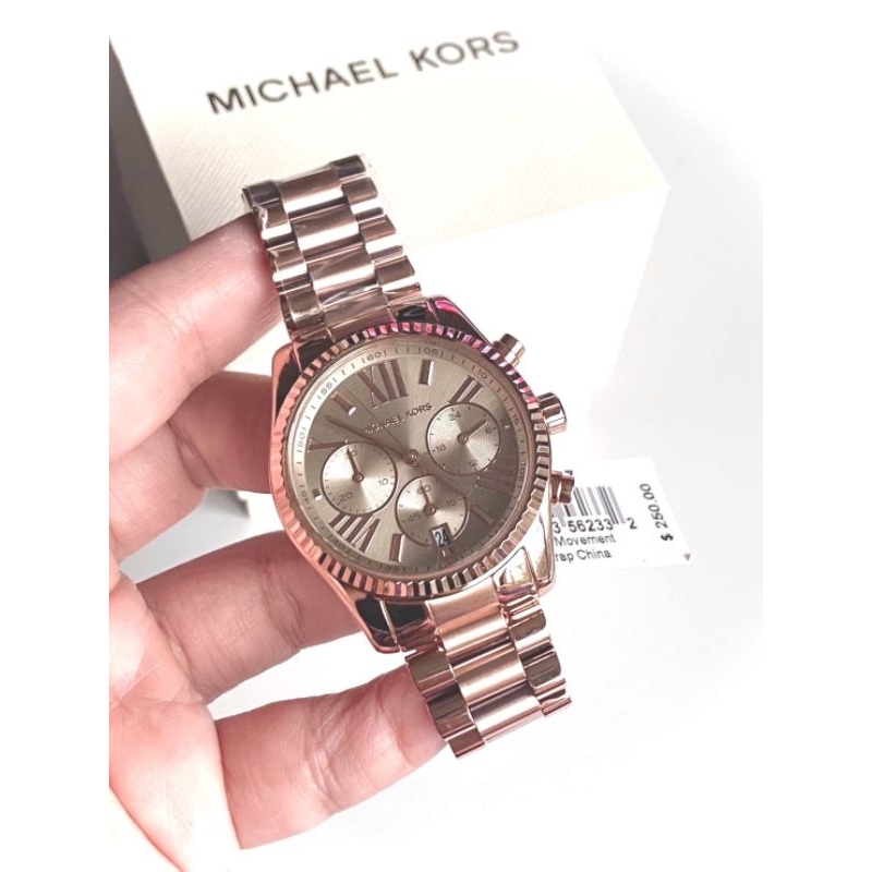 ⌚💥นาฬิกาข้อมือ ชาย/หญิง สีสวยมาก rose gold 🪙💥NEW Michael Kors Lexington Chronograph Rose Gold-Tone Stainless Steel Watch