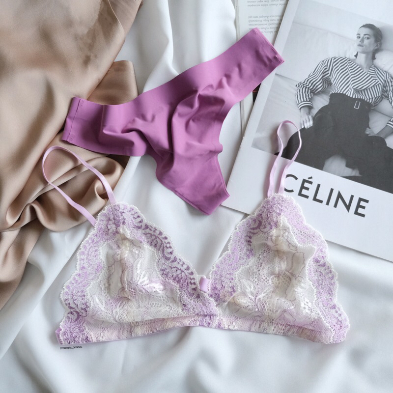 set บรา + กกน.จี (สีม่วงอ่อน) รุ่น Basic bra